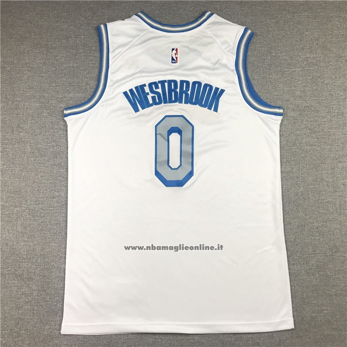 Maglia Los Angeles Lakers Russell Westbrook #0 Citta 2020-21 Bianco